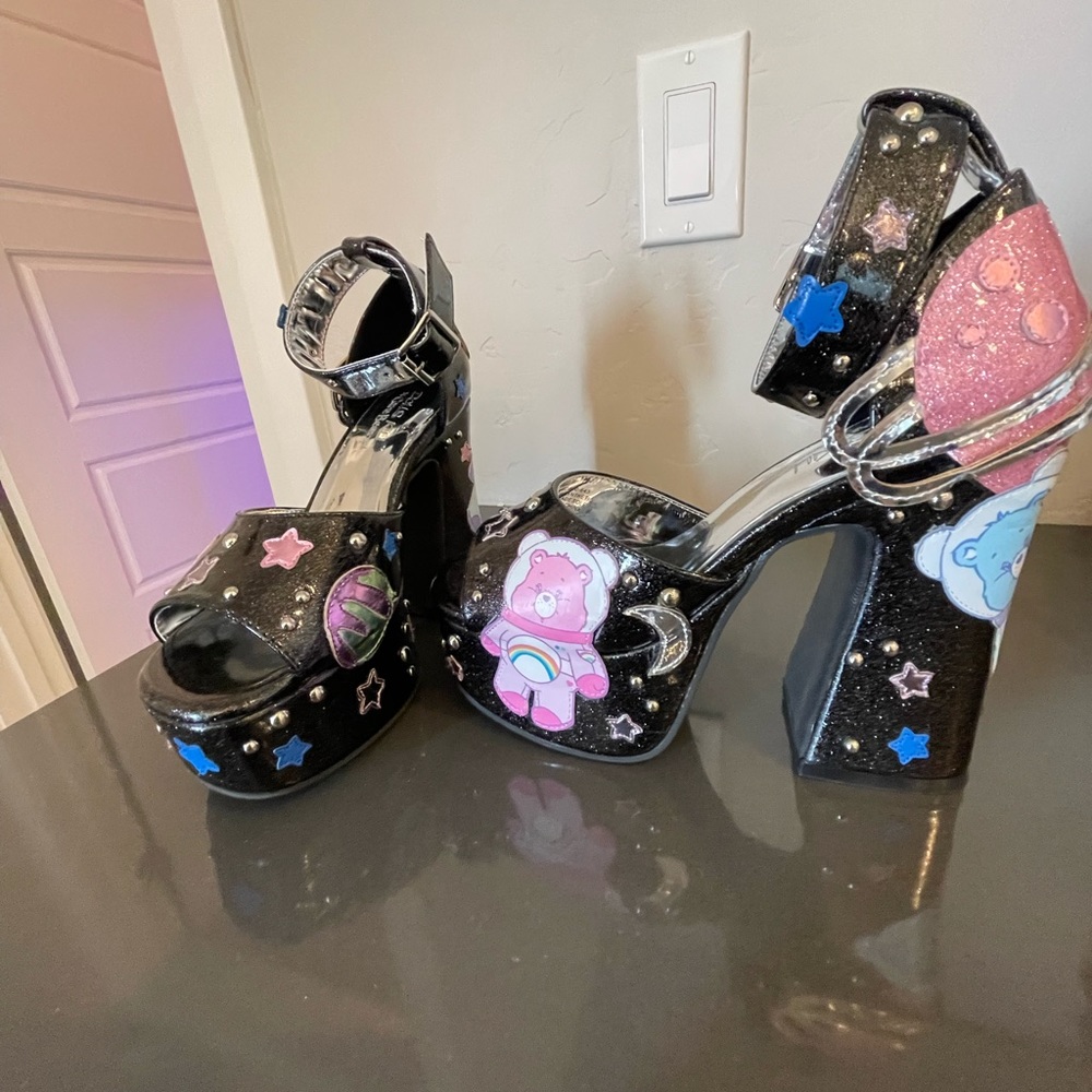 Dolls Kill x Care Bears Adore U Astronaut Platform Heels Sandals NEVER WORN